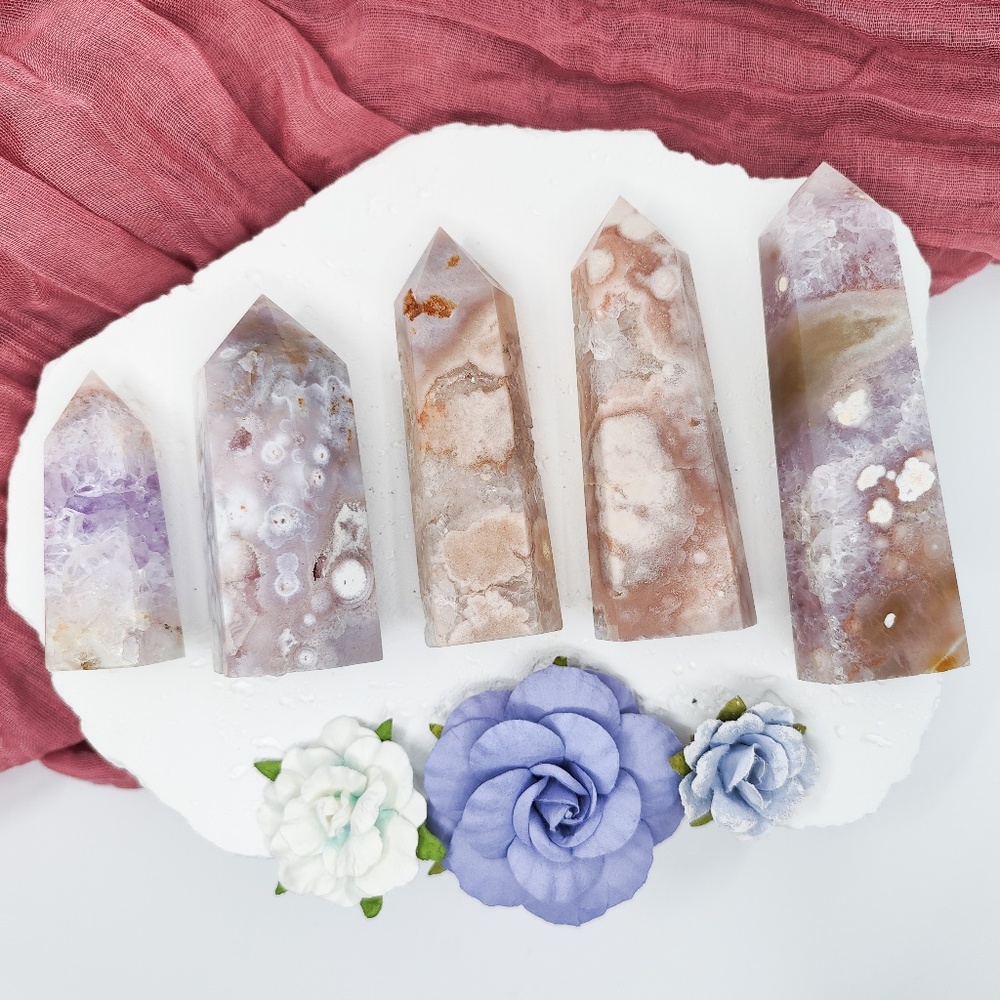 Flower Agate Amethyst Crystal Towers New Beginnings